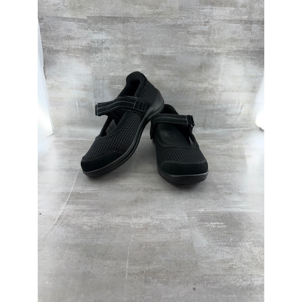 Orthofeet 851 Black Leather Mesh Mary Jane Orthopedic Sneakers Women Sz 6.5 B